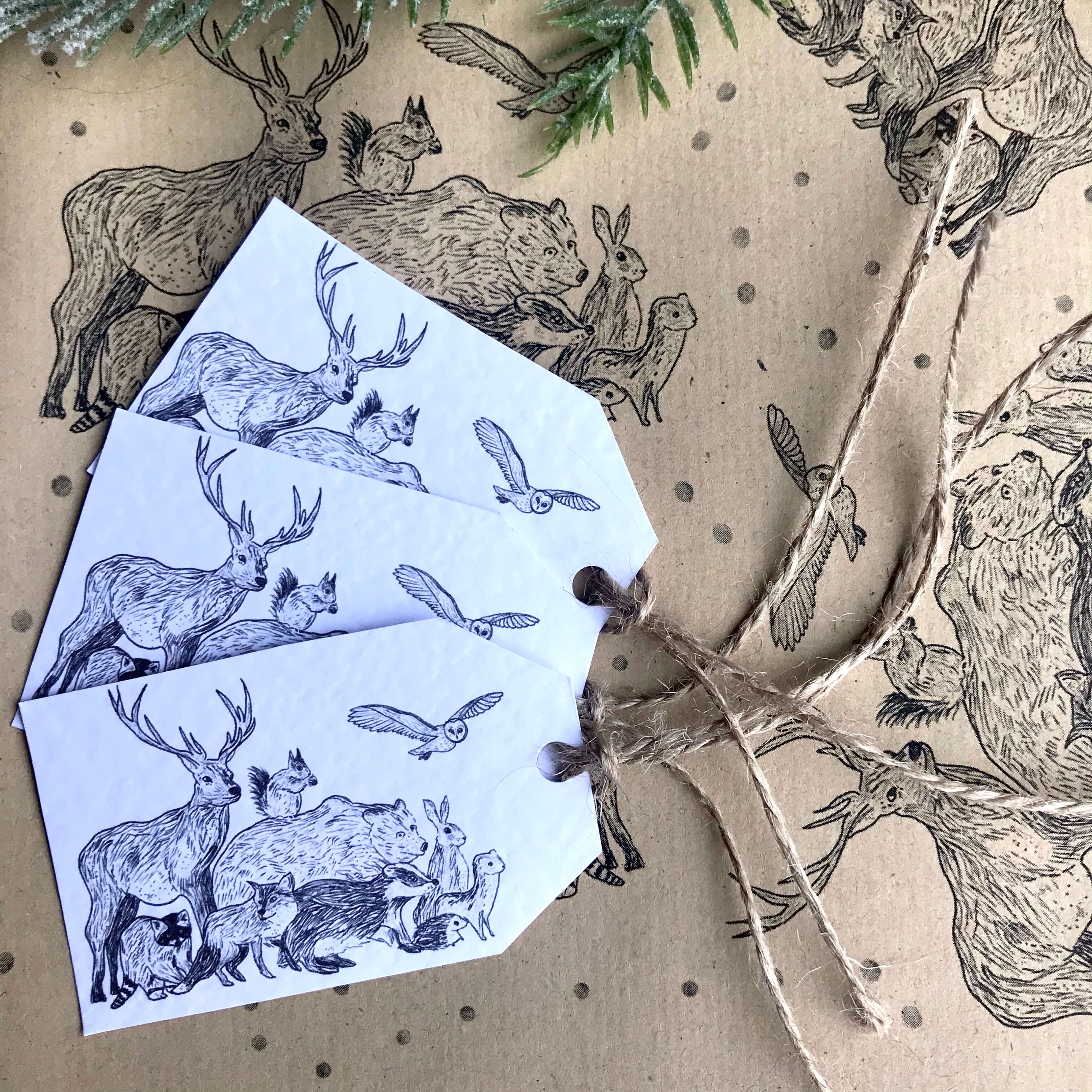 woodland animal christmas gift tags