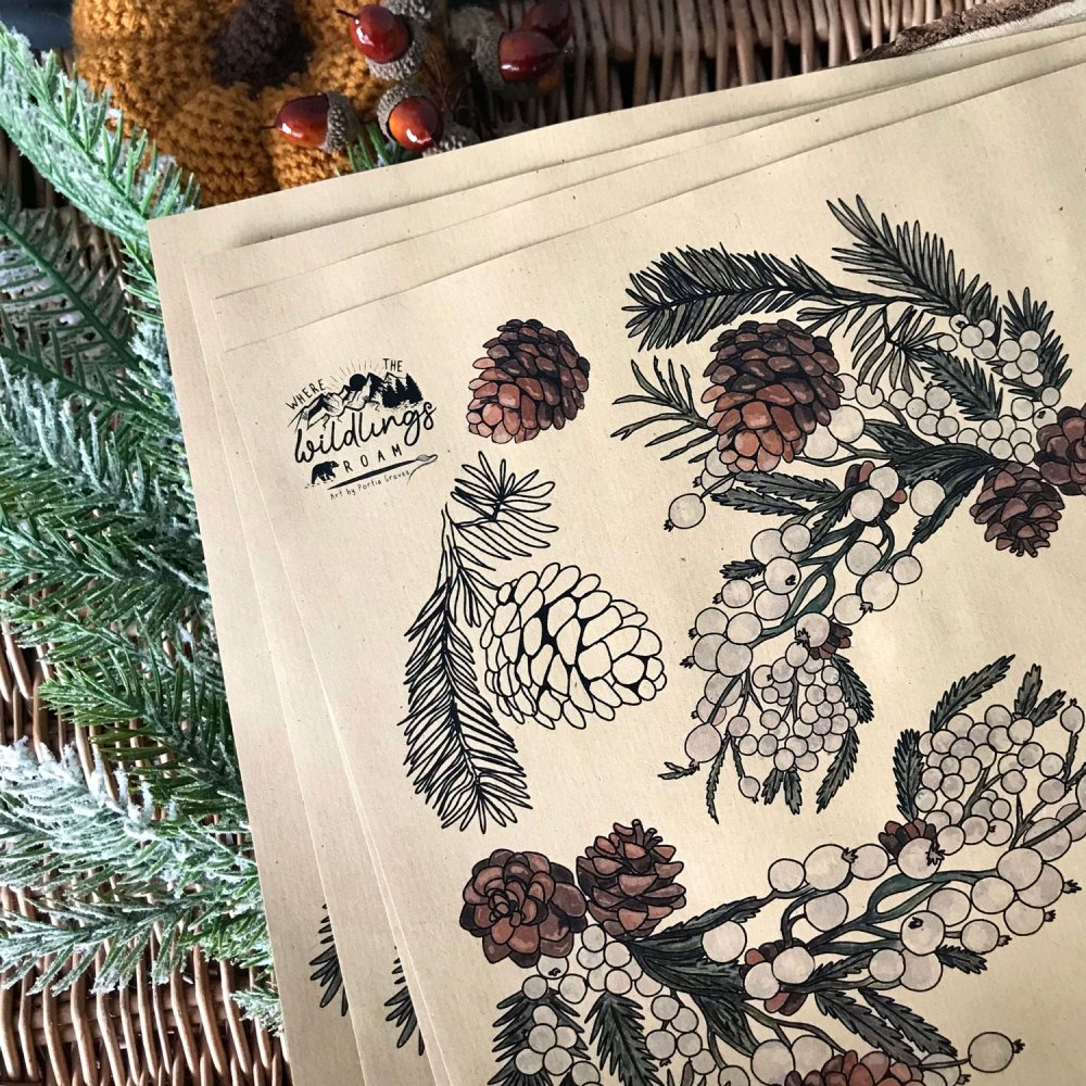 berries-pinecone-gift-wrap