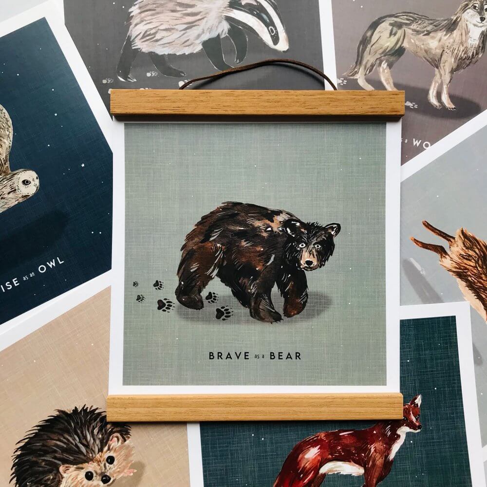 brave-bear-woodland-animals-art-prints