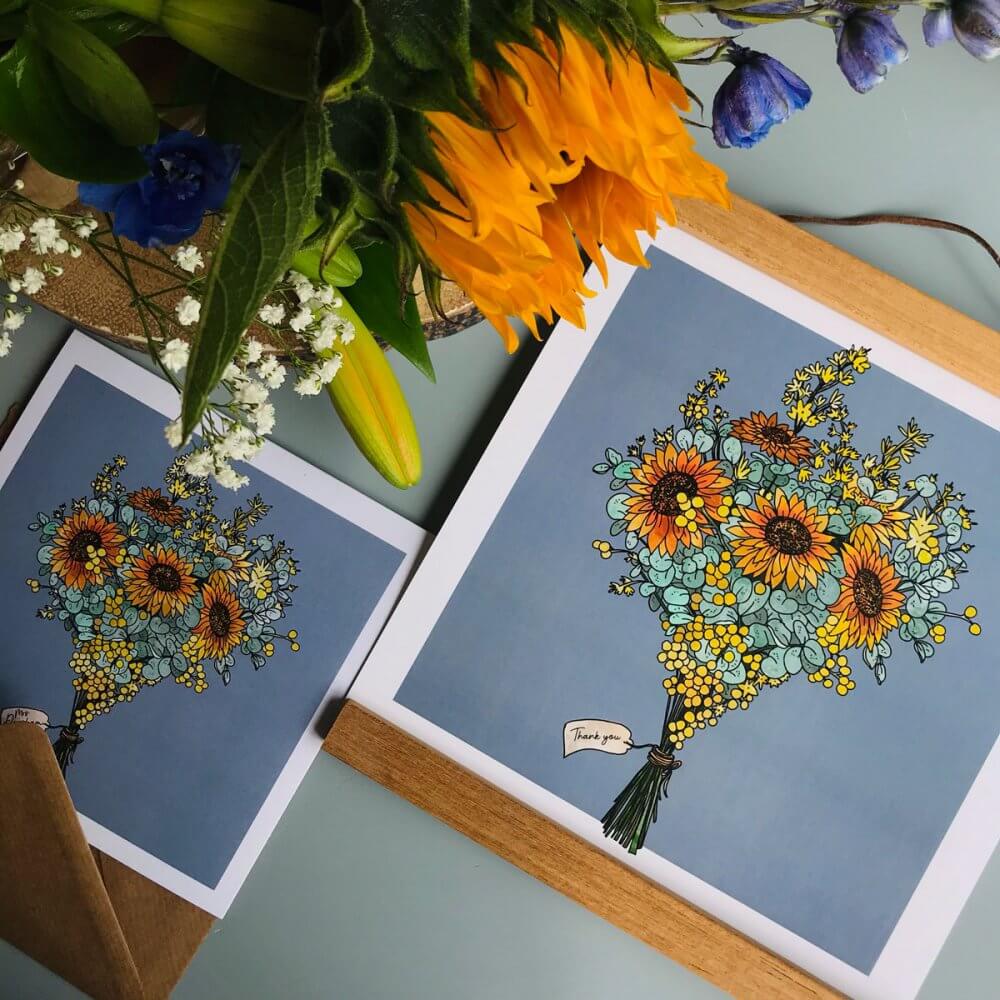 sunflower-art-prints-square-cards