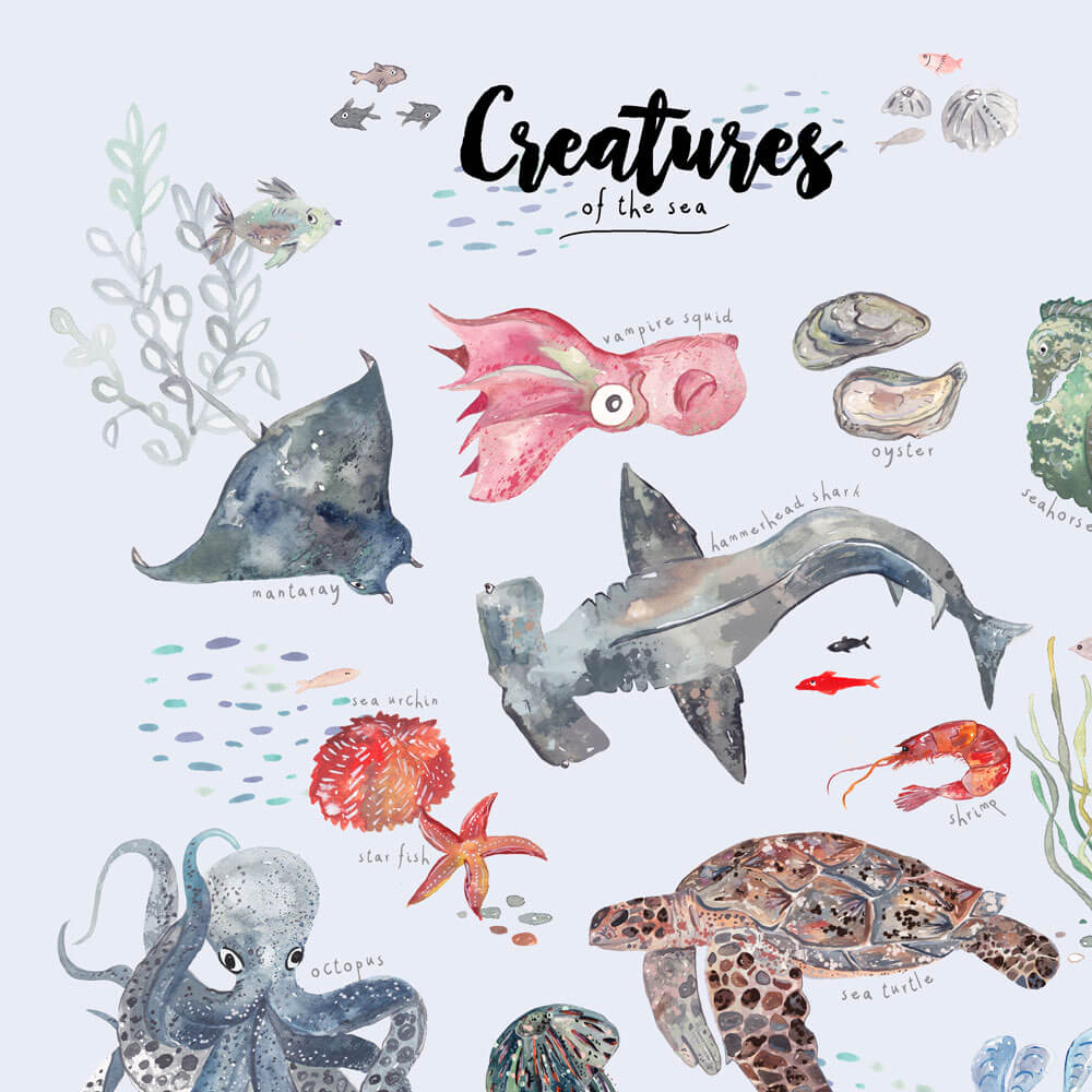 Creatures-of-the-Sea-art-print-close-up