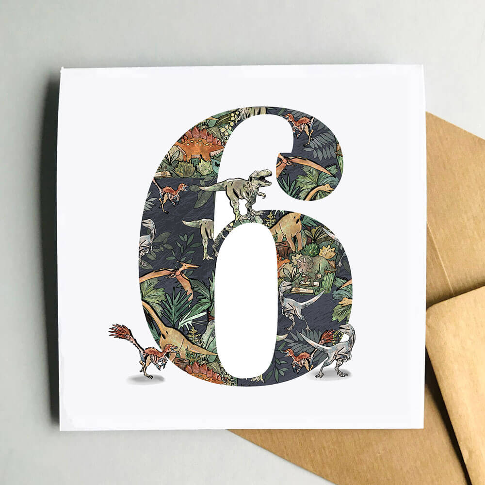 6-dinosaur-number-birthday-card