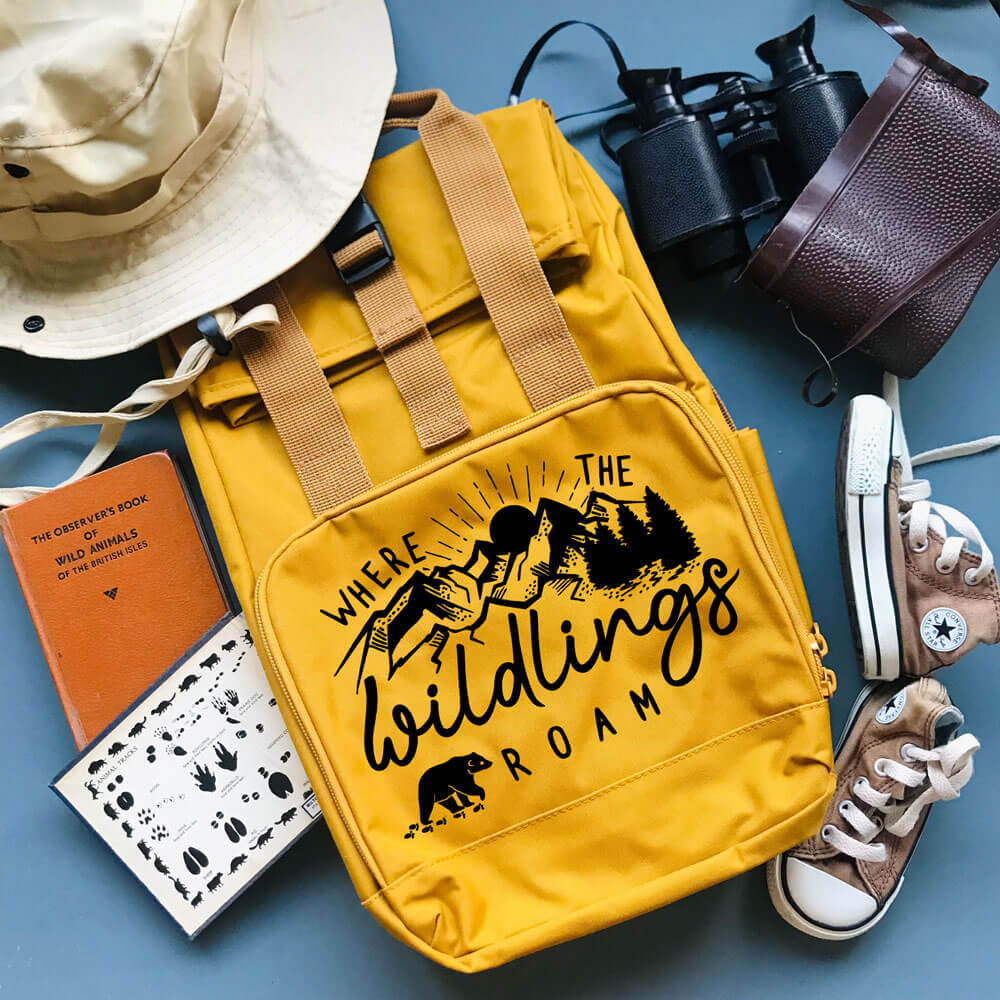 where-wildlings-roam-backpack-roll-top-mustrard-yellow-bag-template-backpack-3