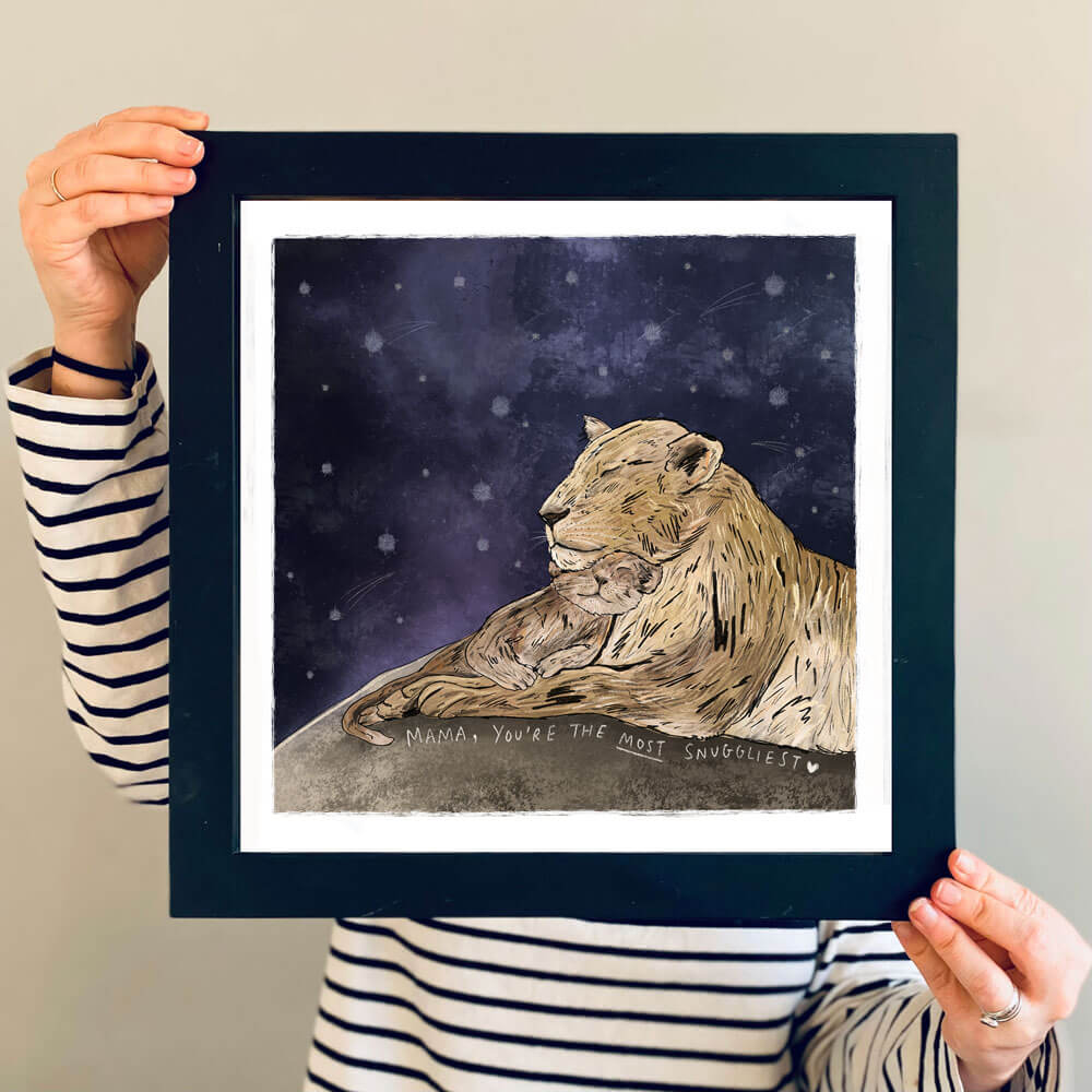 lion-snuggliest-art-print-mother