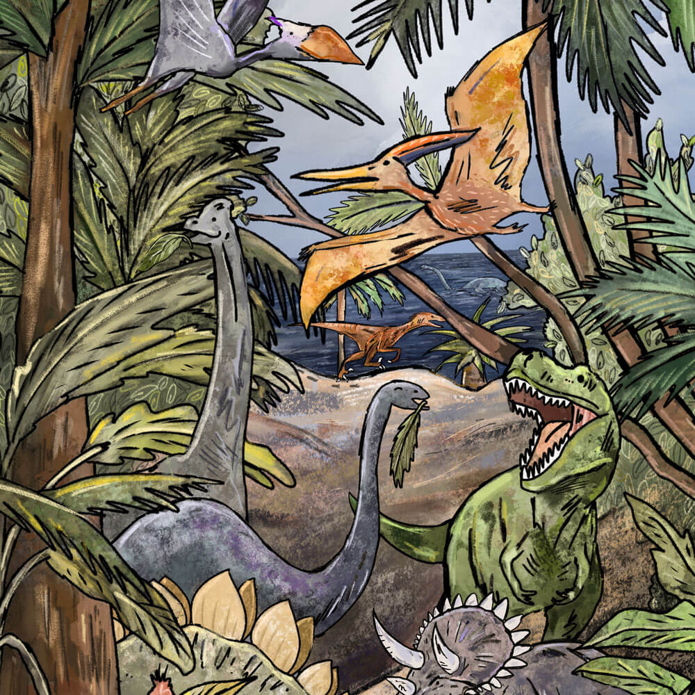 close-updinosaurs-art-print-tropical-forest